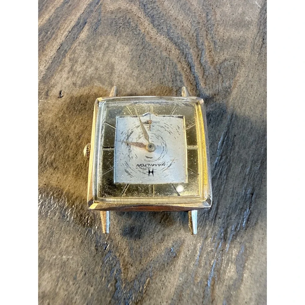 Vintage Hamilton Square Watch Head Men's 28mm Gold 10K RGP Manual Wind Working